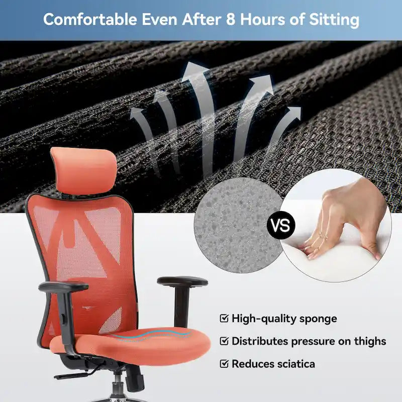 Ergonomic High-Back Mesh Office Chair with Adjustable Lumbar Support and Headrest