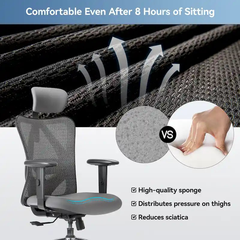 Ergonomic High-Back Mesh Office Chair with Adjustable Lumbar Support and Headrest