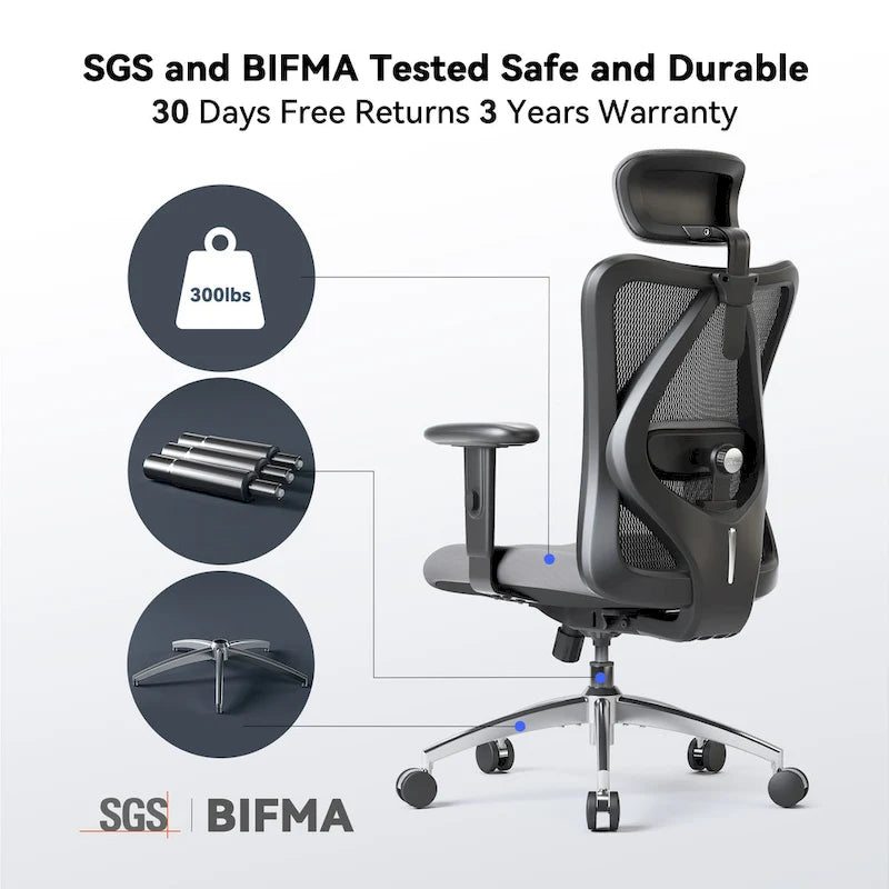 Ergonomic High-Back Mesh Office Chair with Adjustable Lumbar Support and Headrest