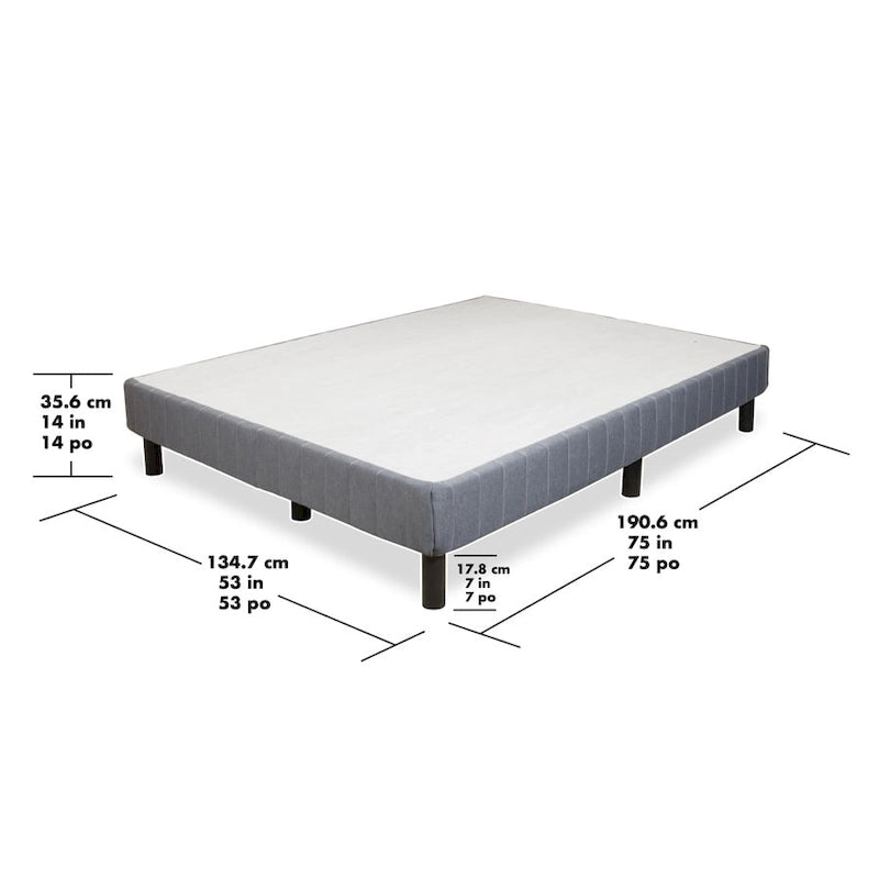 Full Size Platform Bed Base with Upholstered Frame and Removable Legs