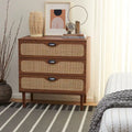 3-Drawer Chest with Rattan Mesh Front and Metal Pulls