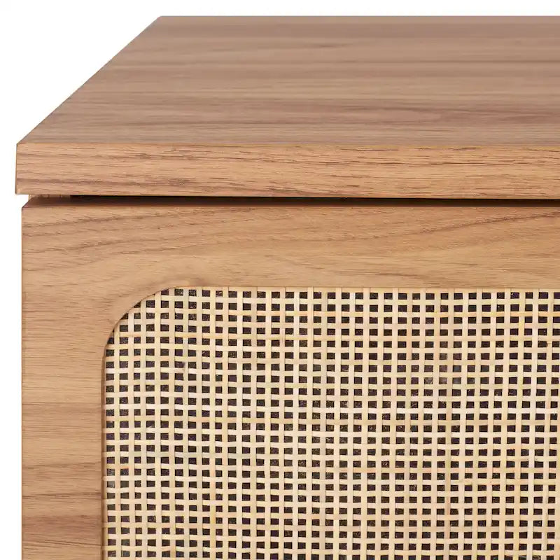 3-Drawer Chest with Rattan Mesh Front and Metal Pulls