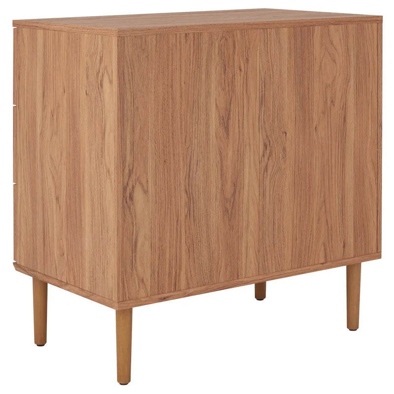 3-Drawer Chest with Rattan Mesh Front and Metal Pulls
