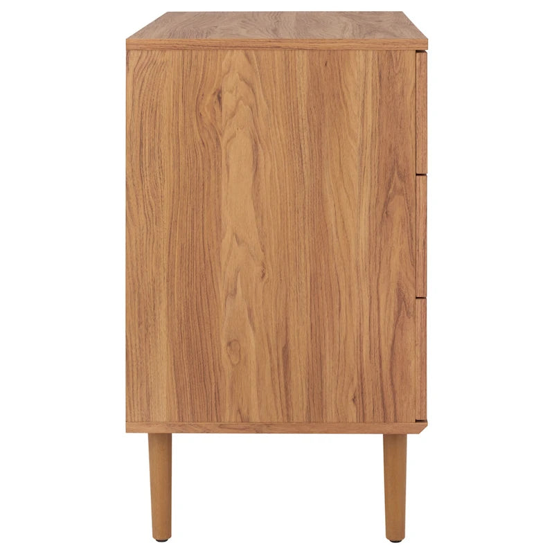 3-Drawer Chest with Rattan Mesh Front and Metal Pulls