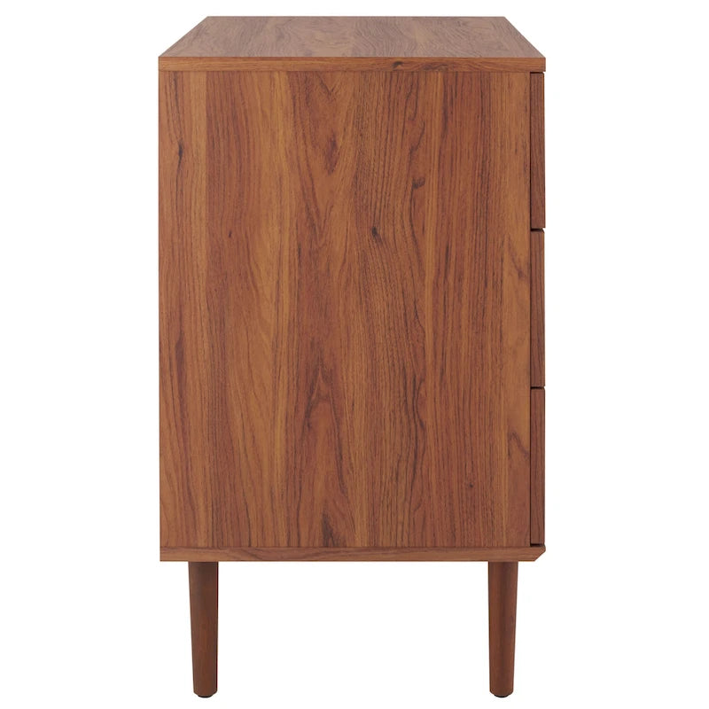 3-Drawer Chest with Rattan Mesh Front and Metal Pulls