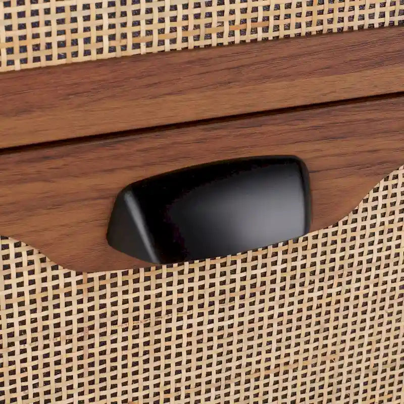 3-Drawer Chest with Rattan Mesh Front and Metal Pulls
