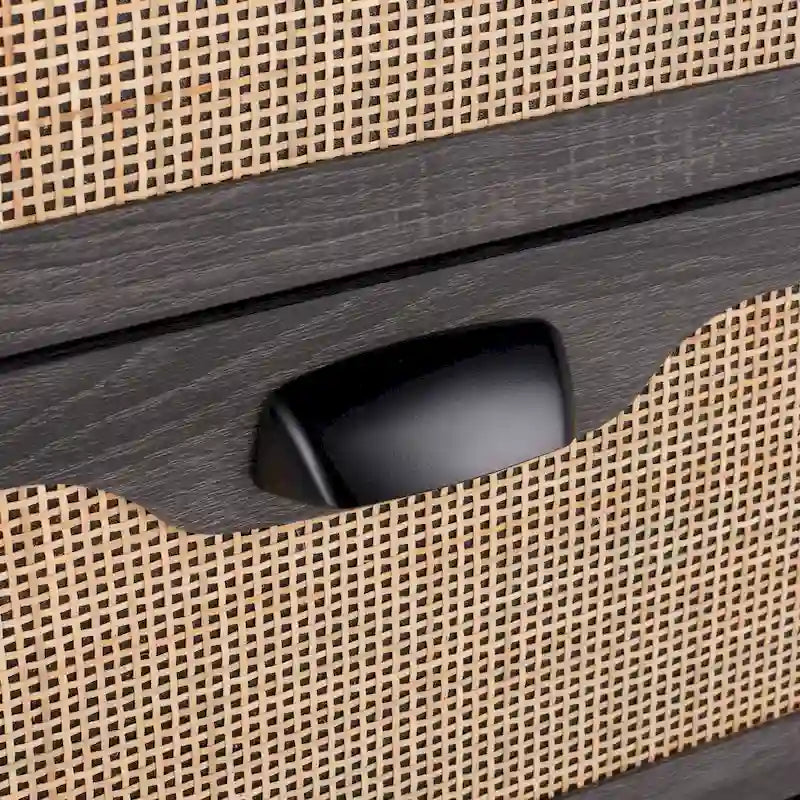 3-Drawer Chest with Rattan Mesh Front and Metal Pulls