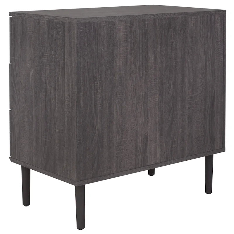 3-Drawer Chest with Rattan Mesh Front and Metal Pulls