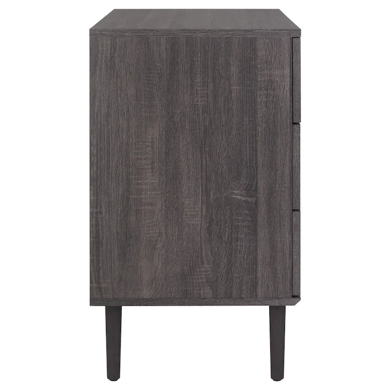3-Drawer Chest with Rattan Mesh Front and Metal Pulls