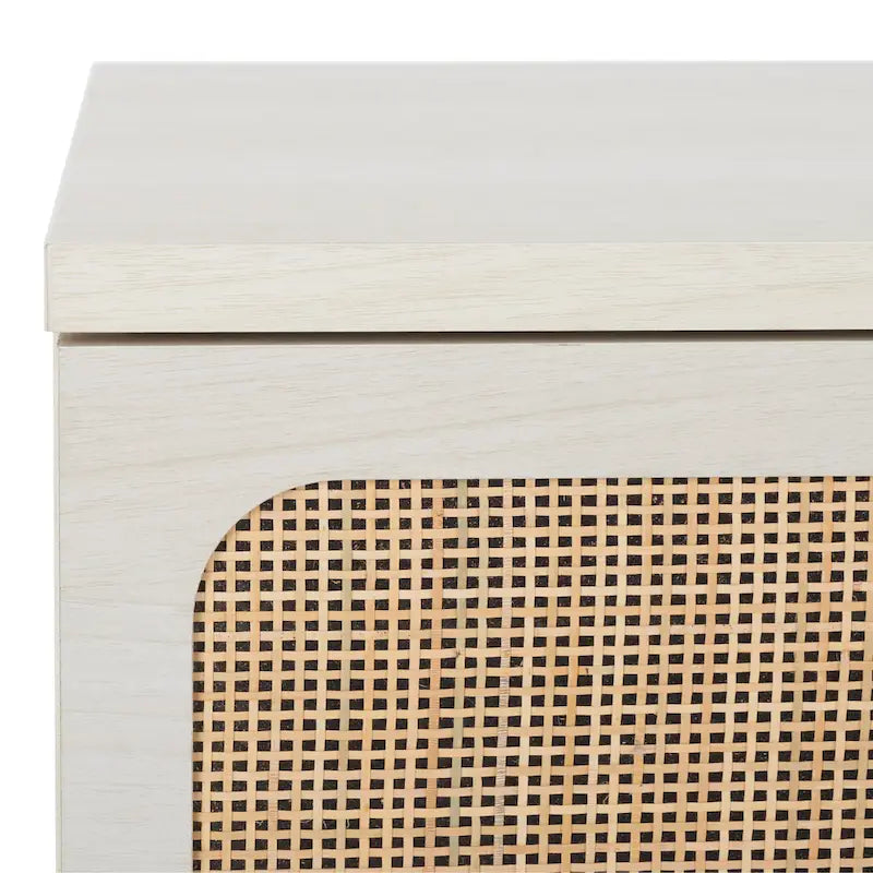 3-Drawer Chest with Rattan Mesh Front and Metal Pulls