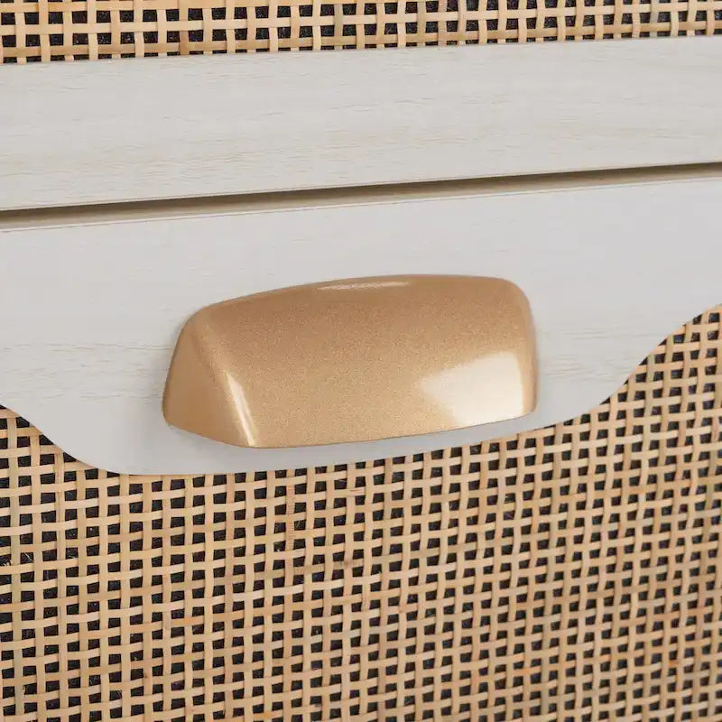 3-Drawer Chest with Rattan Mesh Front and Metal Pulls
