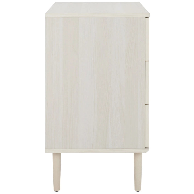 3-Drawer Chest with Rattan Mesh Front and Metal Pulls