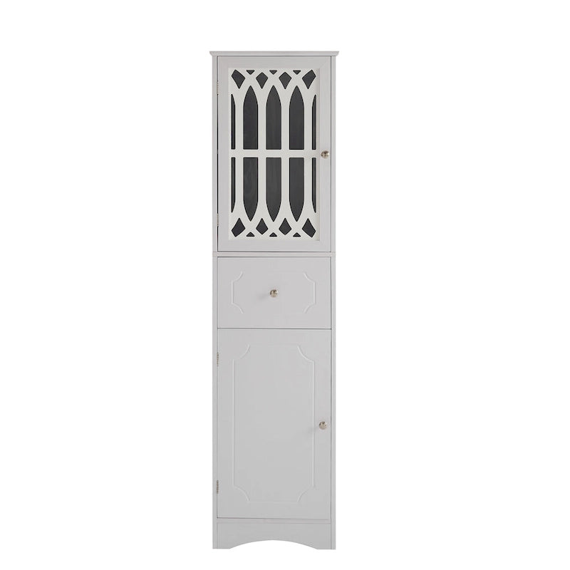 Tall Bathroom Storage Cabinet with Drawer, Doors and Anti-Tip Hardware