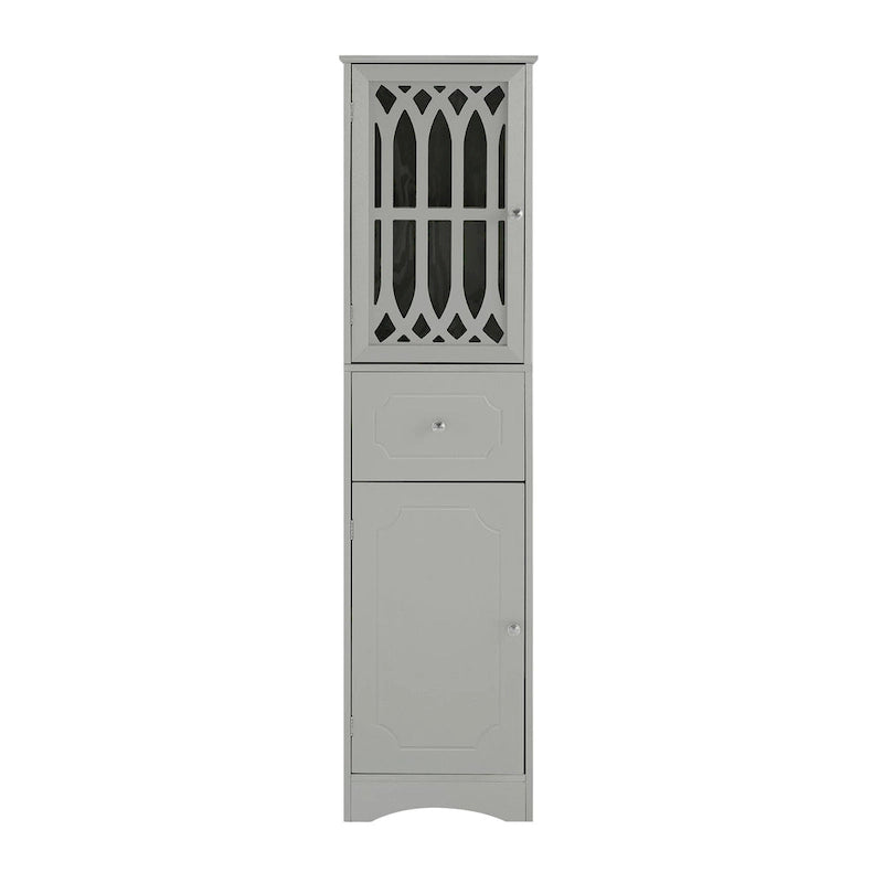 Tall Bathroom Storage Cabinet with Drawer, Doors and Anti-Tip Hardware