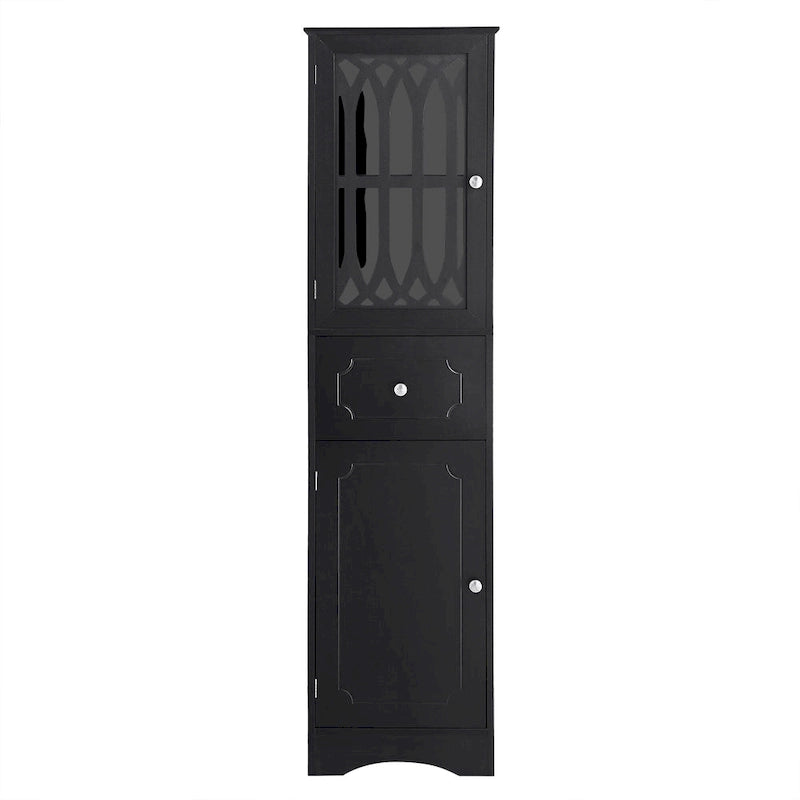 Tall Bathroom Storage Cabinet with Drawer, Doors and Anti-Tip Hardware