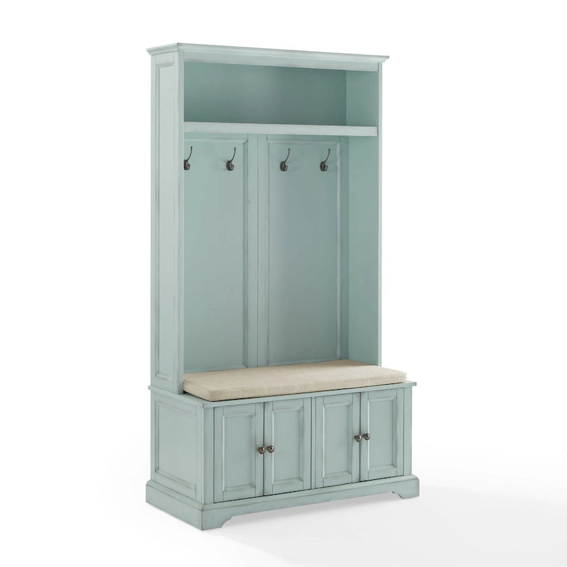 Hall Tree with Bench, 4 Hooks, 2 Storage Cabinets and Open Shelf