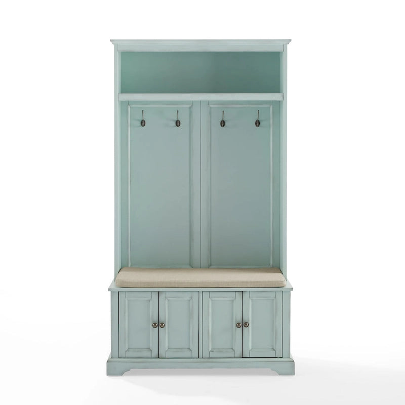 Hall Tree with Bench, 4 Hooks, 2 Storage Cabinets and Open Shelf