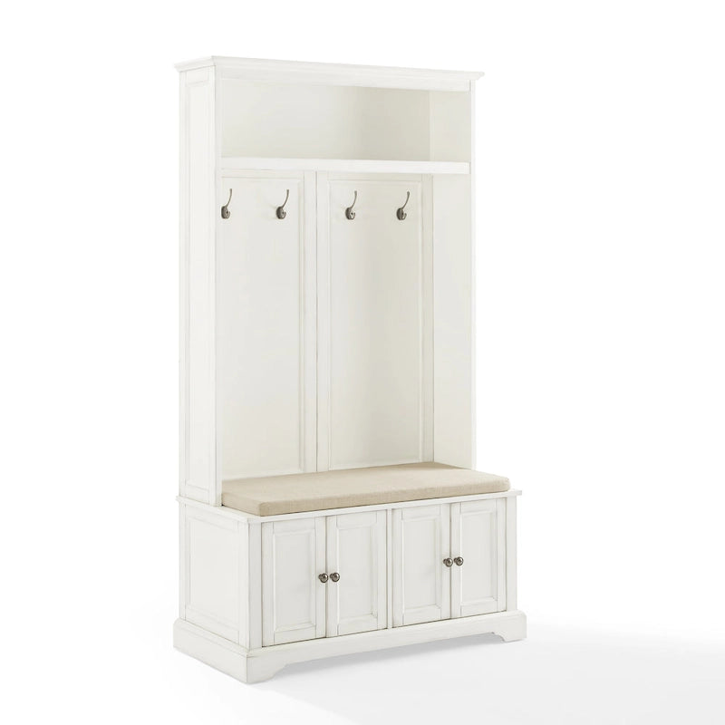 Hall Tree with Bench, 4 Hooks, 2 Storage Cabinets and Open Shelf