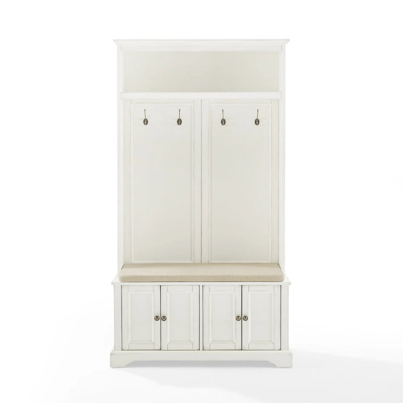 Hall Tree with Bench, 4 Hooks, 2 Storage Cabinets and Open Shelf