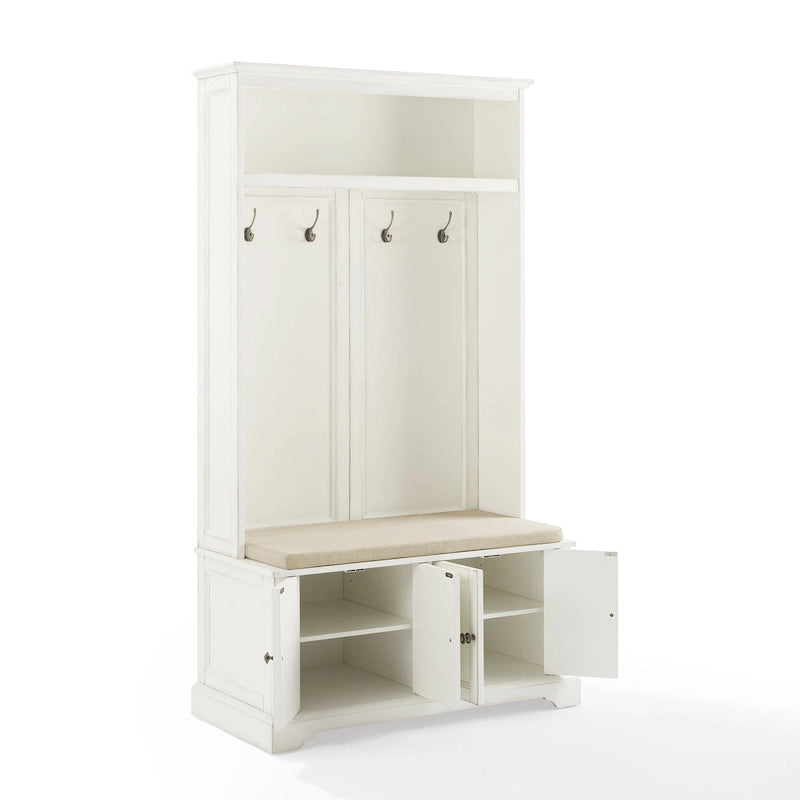 Hall Tree with Bench, 4 Hooks, 2 Storage Cabinets and Open Shelf