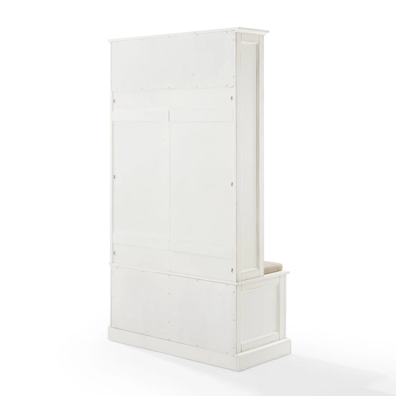 Hall Tree with Bench, 4 Hooks, 2 Storage Cabinets and Open Shelf