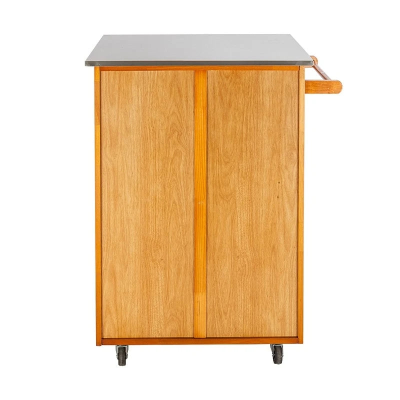 Portable Kitchen Cart with Stainless Steel Top, Drawer and Cabinet