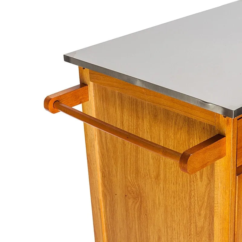 Portable Kitchen Cart with Stainless Steel Top, Drawer and Cabinet