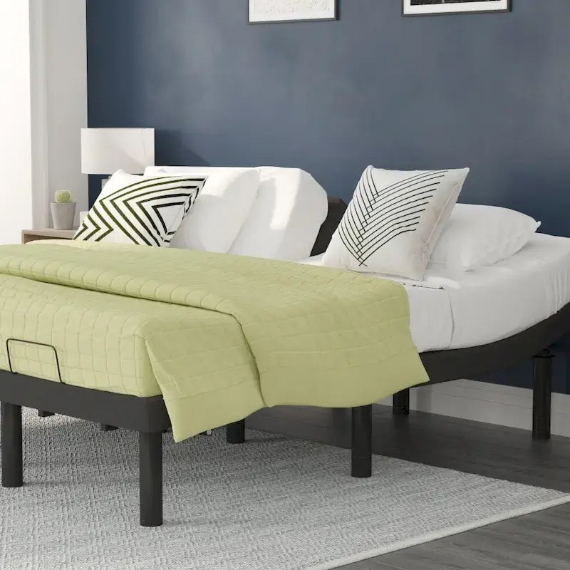 Upholstered Adjustable Bed Base with Wireless Remote and Anti-Skid Fabric