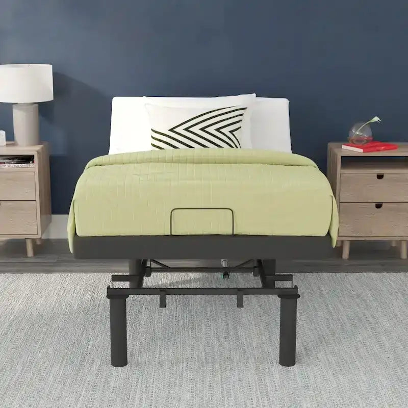 Upholstered Adjustable Bed Base with Wireless Remote and Anti-Skid Fabric
