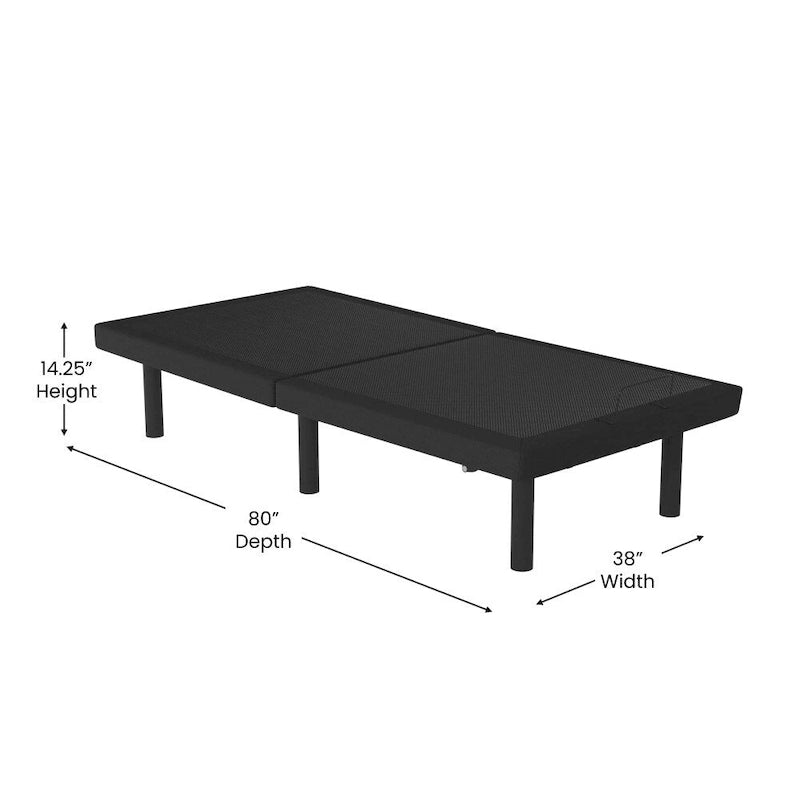 Upholstered Adjustable Bed Base with Wireless Remote and Anti-Skid Fabric