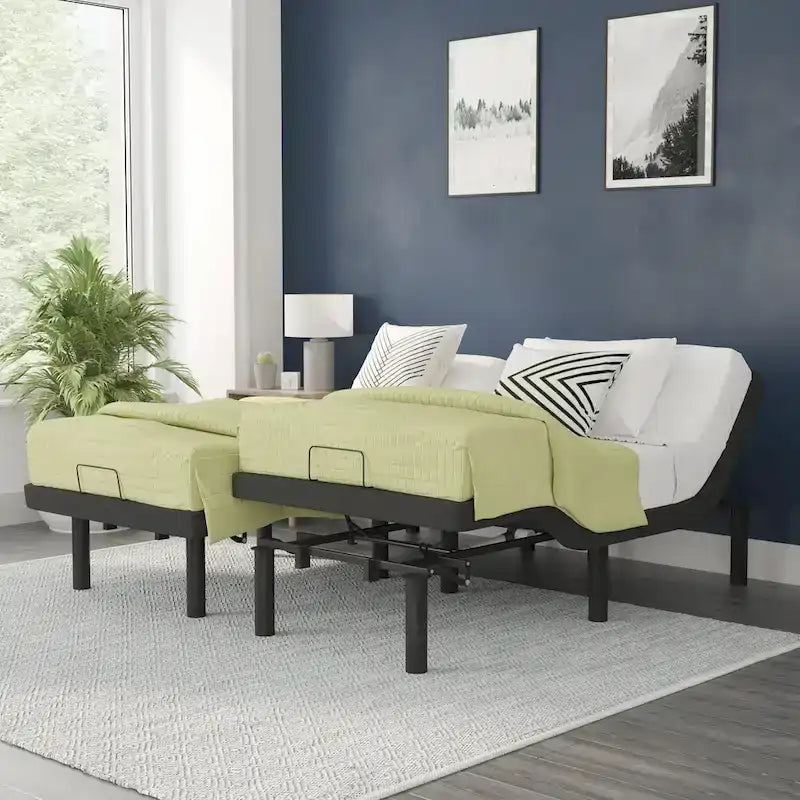 Upholstered Adjustable Bed Base with Wireless Remote and Anti-Skid Fabric