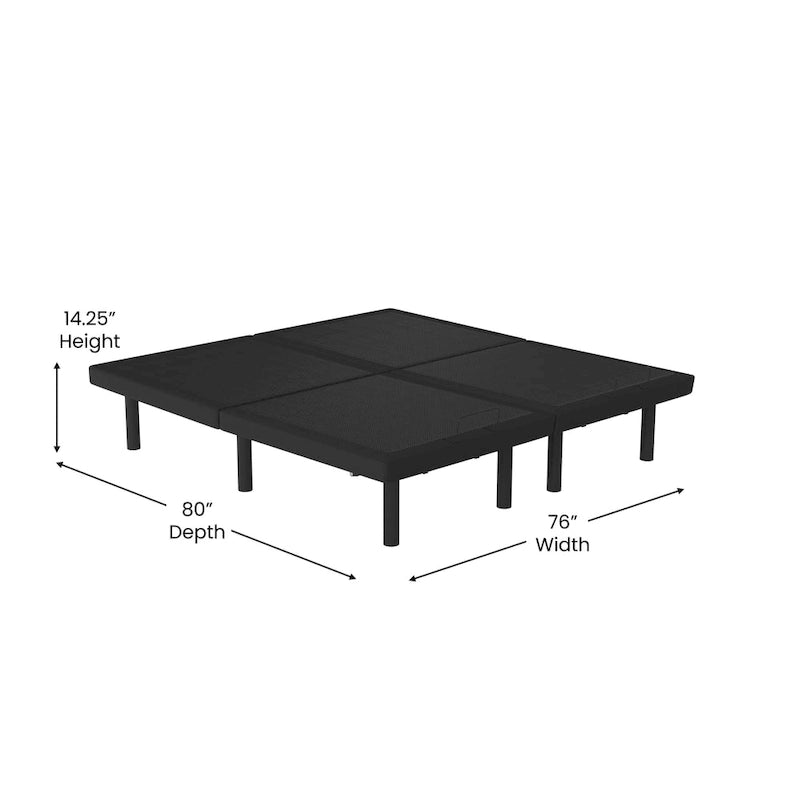 Upholstered Adjustable Bed Base with Wireless Remote and Anti-Skid Fabric