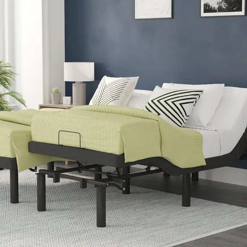 Upholstered Adjustable Bed Base with Wireless Remote and Anti-Skid Fabric