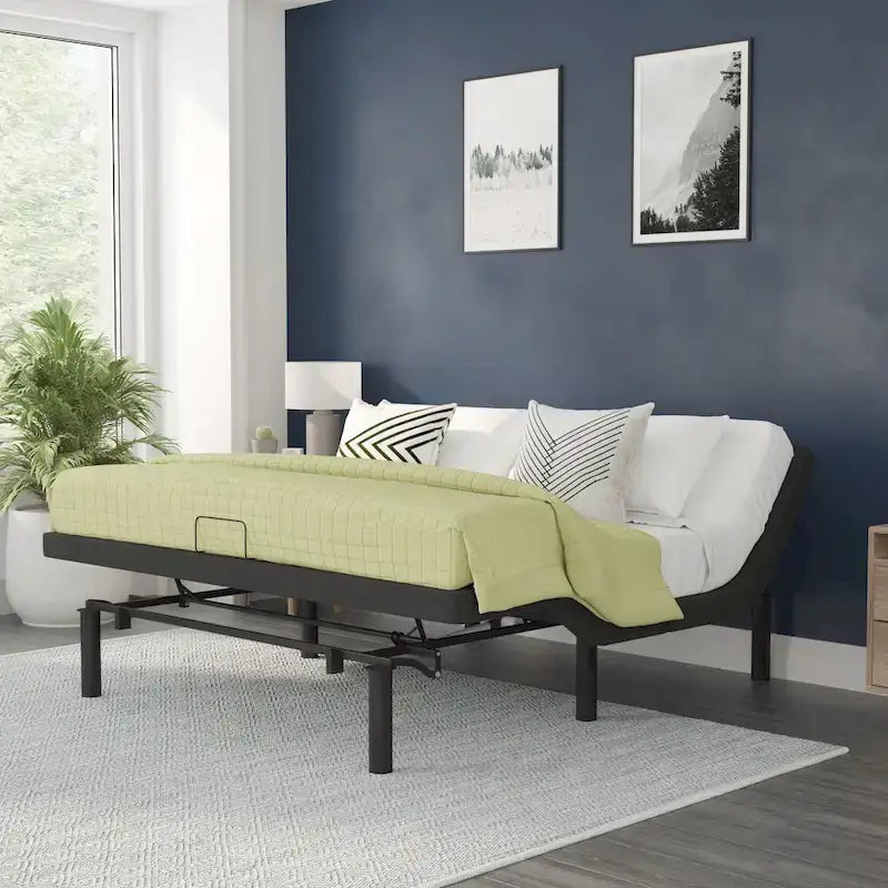 Upholstered Adjustable Bed Base with Wireless Remote and Anti-Skid Fabric