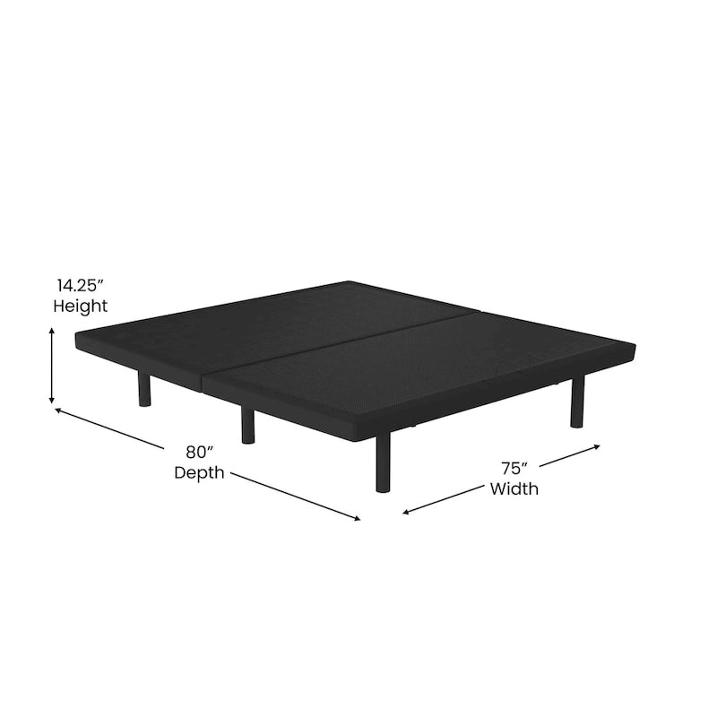 Upholstered Adjustable Bed Base with Wireless Remote and Anti-Skid Fabric