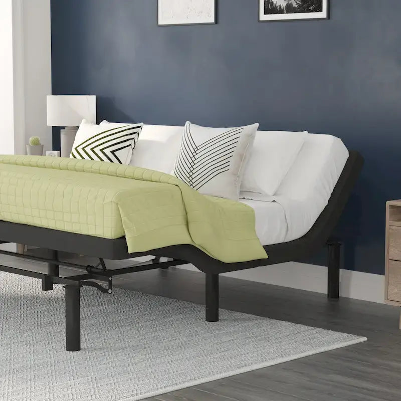 Upholstered Adjustable Bed Base with Wireless Remote and Anti-Skid Fabric