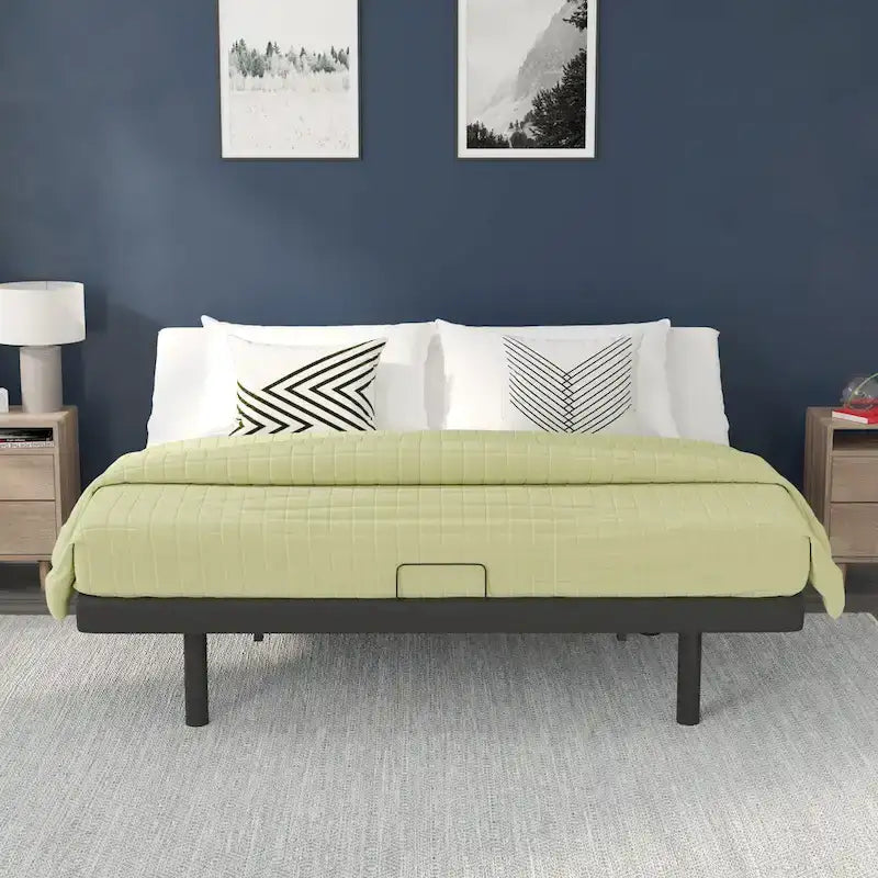 Upholstered Adjustable Bed Base with Wireless Remote and Anti-Skid Fabric