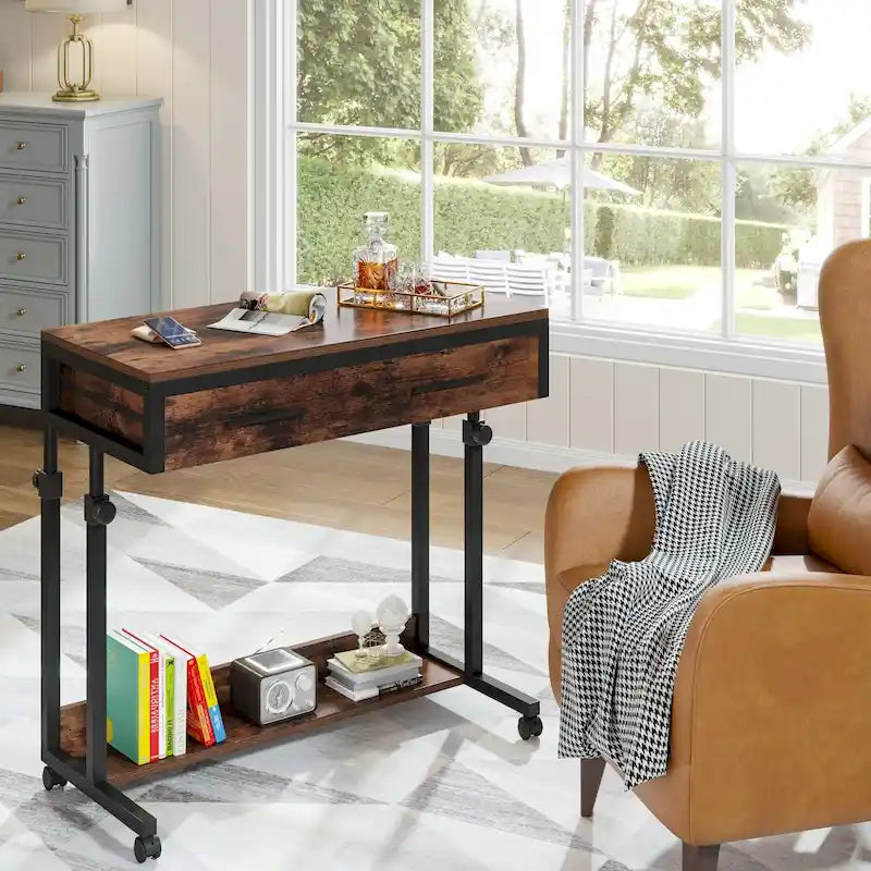 Mobile Portable Laptop Standing Desk with Drawers