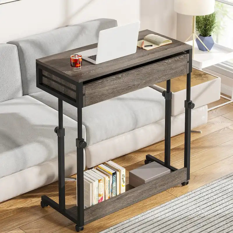 Mobile Portable Laptop Standing Desk with Drawers