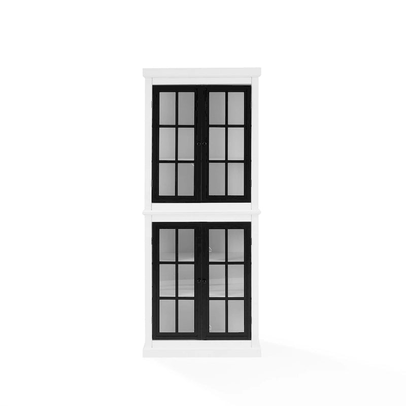 Tall Storage Pantry Cabinet with Glass Doors and Adjustable Shelves, White