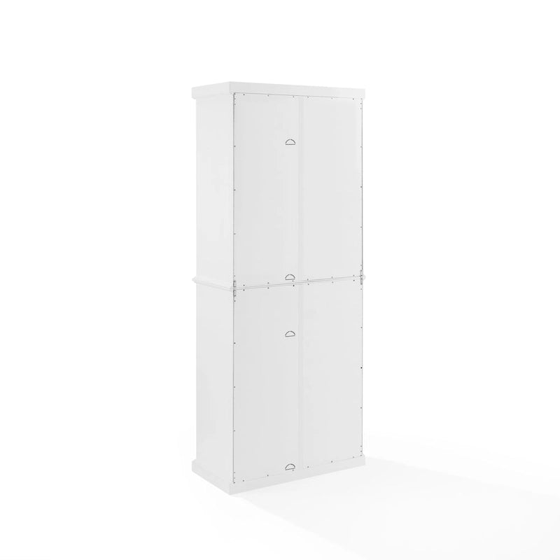 Tall Storage Pantry Cabinet with Glass Doors and Adjustable Shelves, White