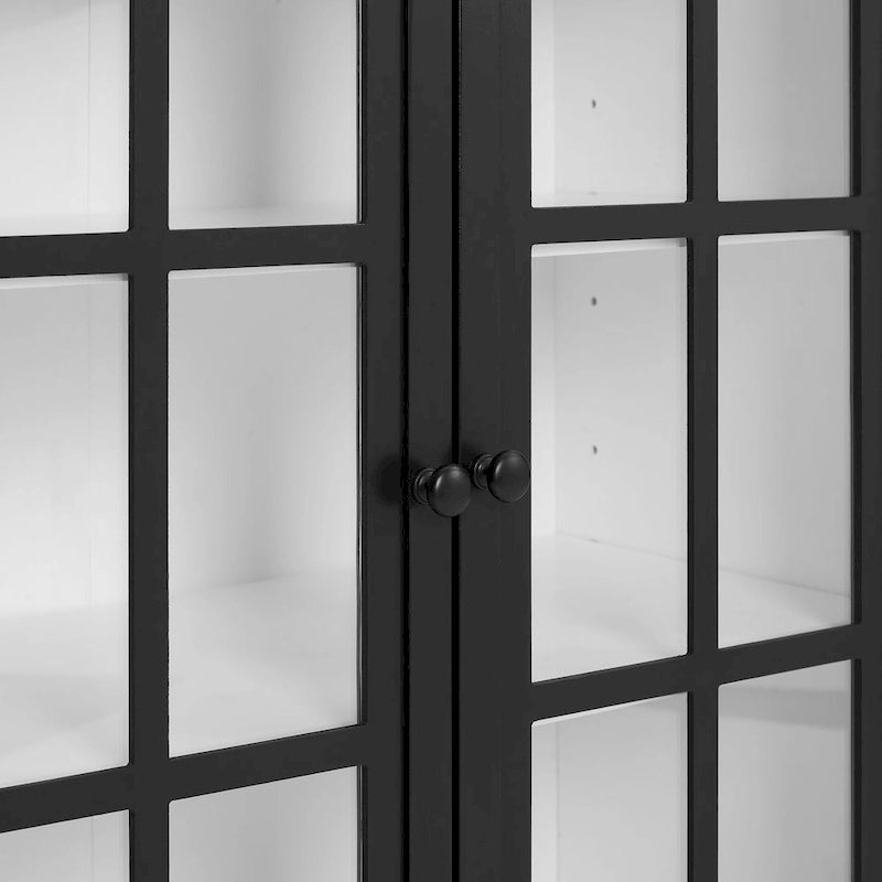 Tall Storage Pantry Cabinet with Glass Doors and Adjustable Shelves, White