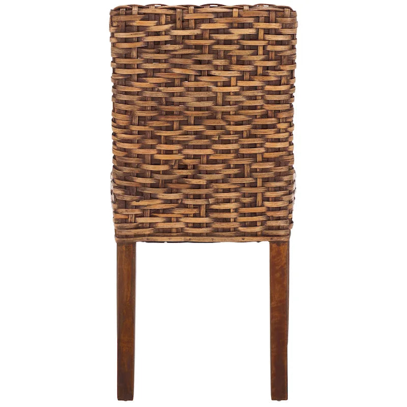 Natural Wicker and Mango Wood Dining Side Chair, Set of 2