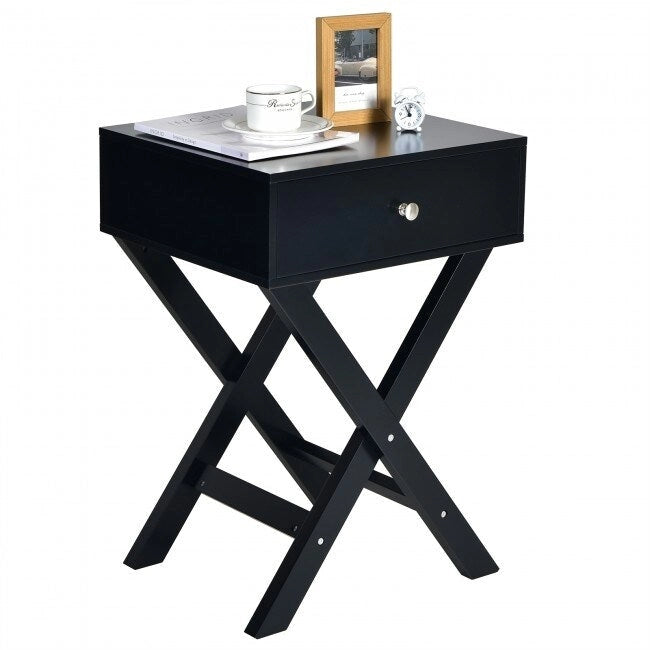 X-Shape Side Table Nightstand with Drawer