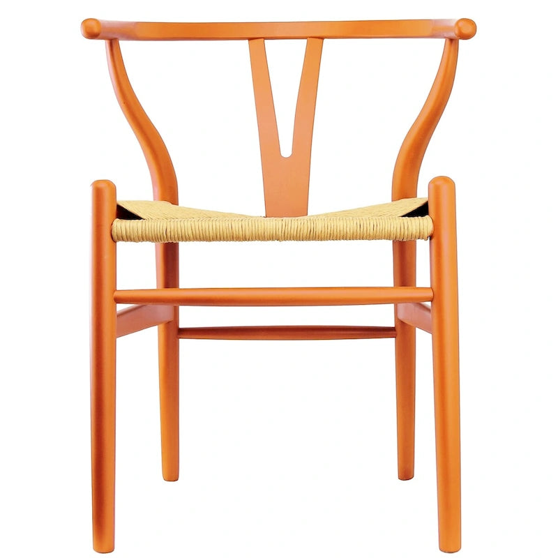 Modern Dining Chair with Woven Paper cord Seat, Solid Wooden Farmhouse Y Back Elbow Side Chair