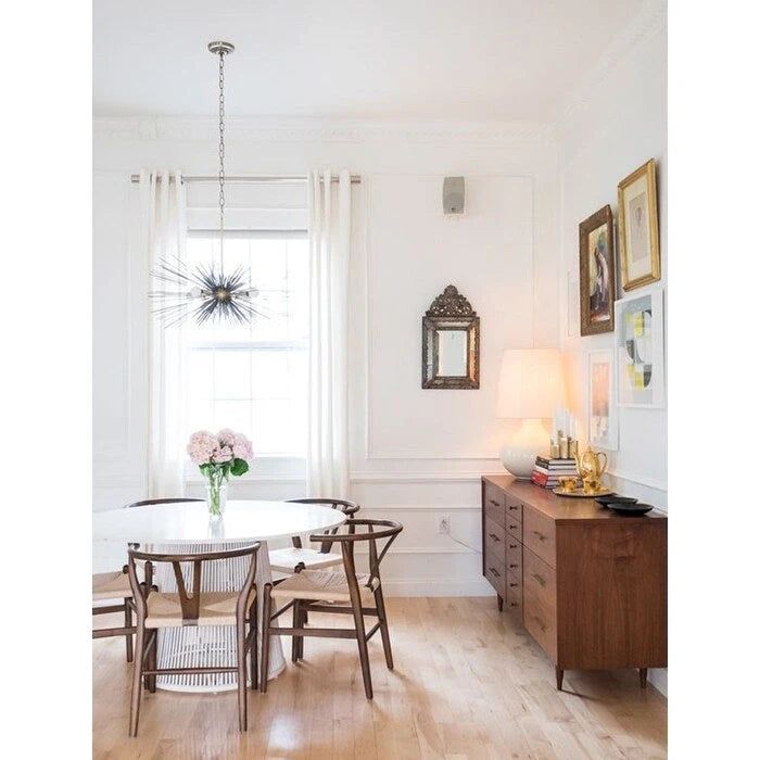 Modern Dining Chair with Woven Paper cord Seat, Solid Wooden Farmhouse Y Back Elbow Side Chair
