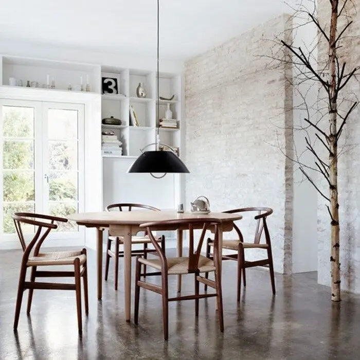 Modern Dining Chair with Woven Paper cord Seat, Solid Wooden Farmhouse Y Back Elbow Side Chair