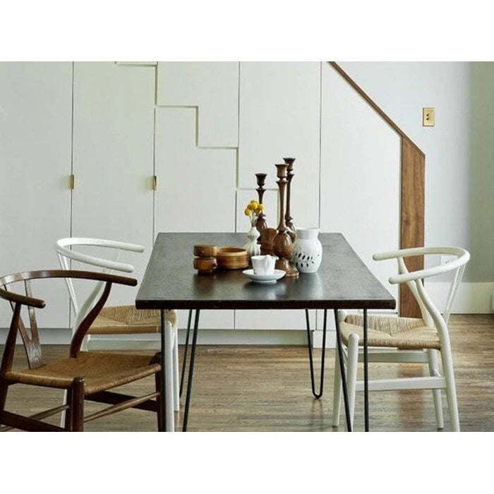 Modern Dining Chair with Woven Paper cord Seat, Solid Wooden Farmhouse Y Back Elbow Side Chair
