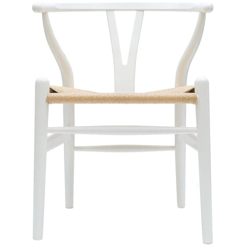 Modern Dining Chair with Woven Paper cord Seat, Solid Wooden Farmhouse Y Back Elbow Side Chair