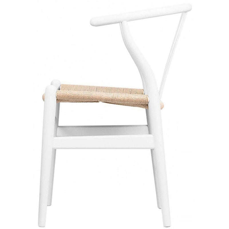 Modern Dining Chair with Woven Paper cord Seat, Solid Wooden Farmhouse Y Back Elbow Side Chair